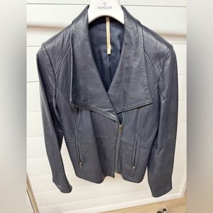 Navy leather jacket